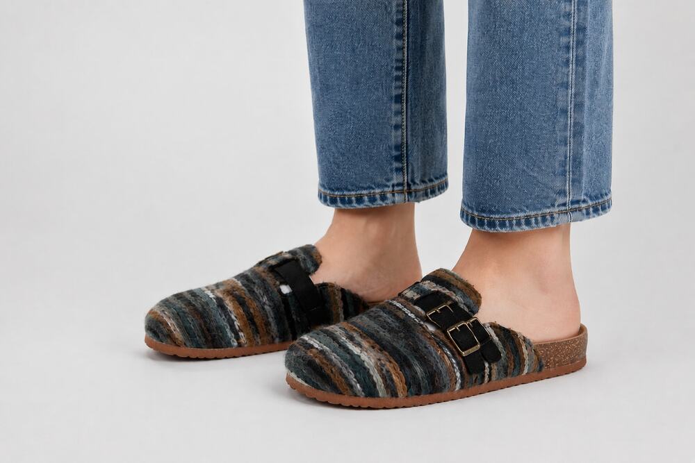 Rocket Dog Abel Tiffin Clog Mules Womens Size 6.5 Brown Fuzzy Cork Footbed New